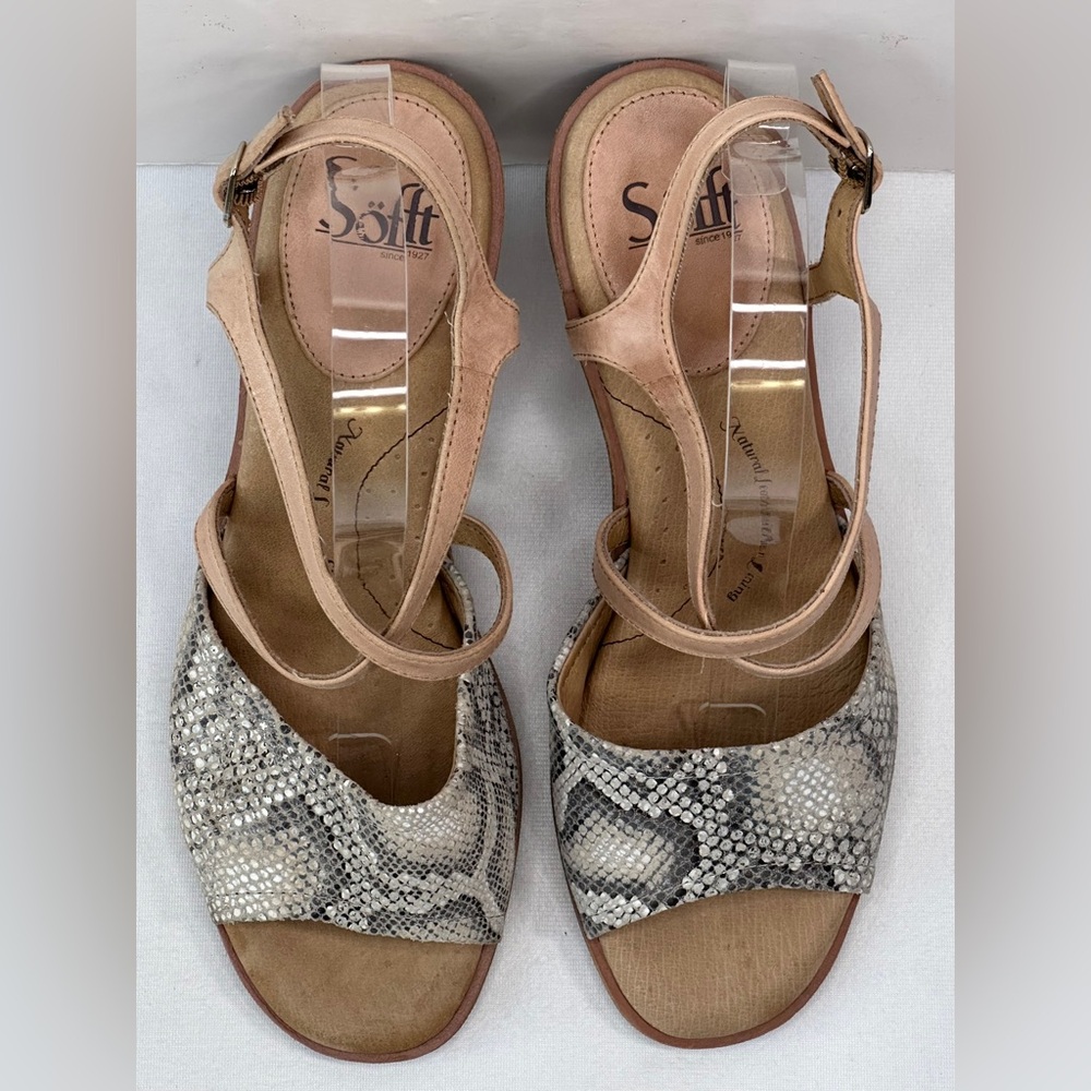 Sofft PiarA Sandals Beige Gray Snake Skin Print Leather Strappy Sz 10 - Picture 5 of 9